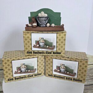 Golf-Themed Business Card Holder With Shoes Bucket & Golf Balls Decor
